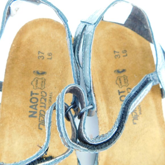 NAOT Gray Pewter Patent Leather Ankle Strap Sandals  37 / 6 - Picture 5 of 5